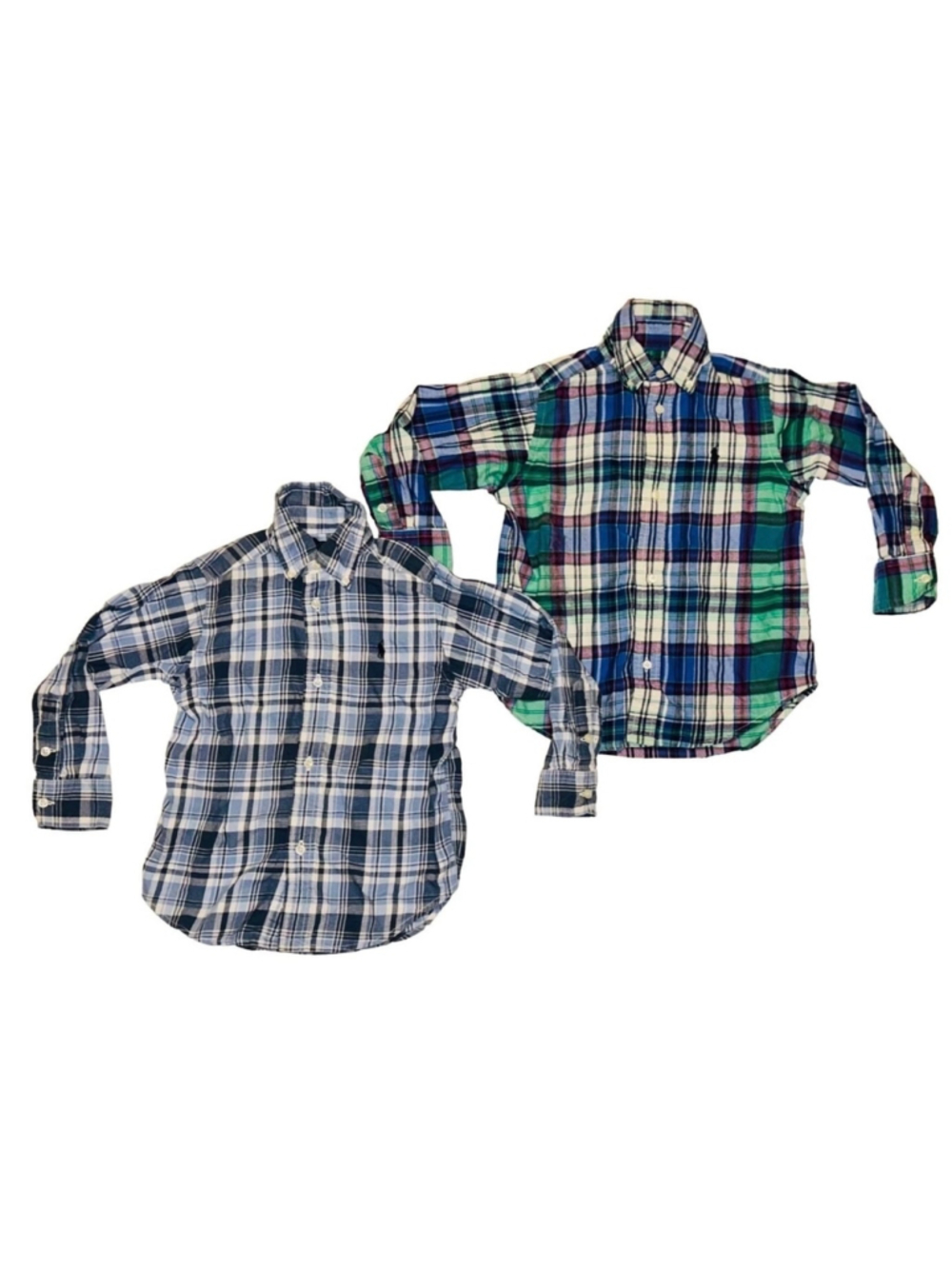 Boys Lot Ralph Lauren Plaid Button Down Shirts Blue Green Size 3T
